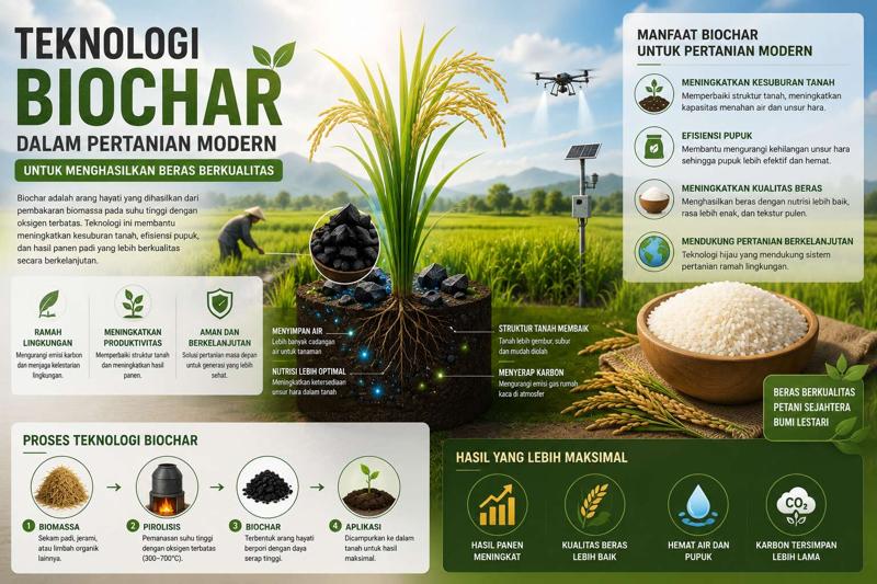 Teknologi Biochar dalam Pertanian Modern untuk Menghasilkan Beras Berkualitas